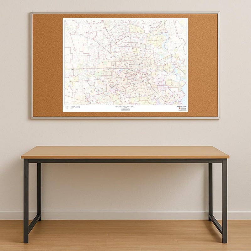 MapSherpa Houston, Texas Zip Codes - 48" x 36" Laminated Wall Map - Image 2